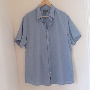 VINCE Men’s Blue Short Sleeve Buttondown Casual Shirt Summer Lightweight XL